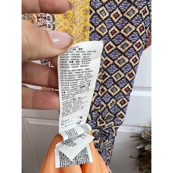 Desigual Dress Size EU 46 Multi-Color Patchwork Bohemian V-Neck Vibrant Eclectic - Picture 13 of 15